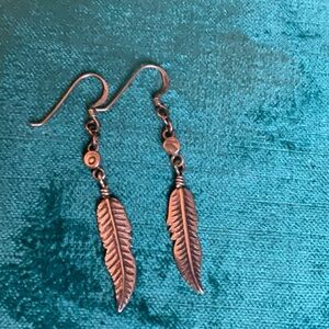 Vintage sterling silver feather earrings